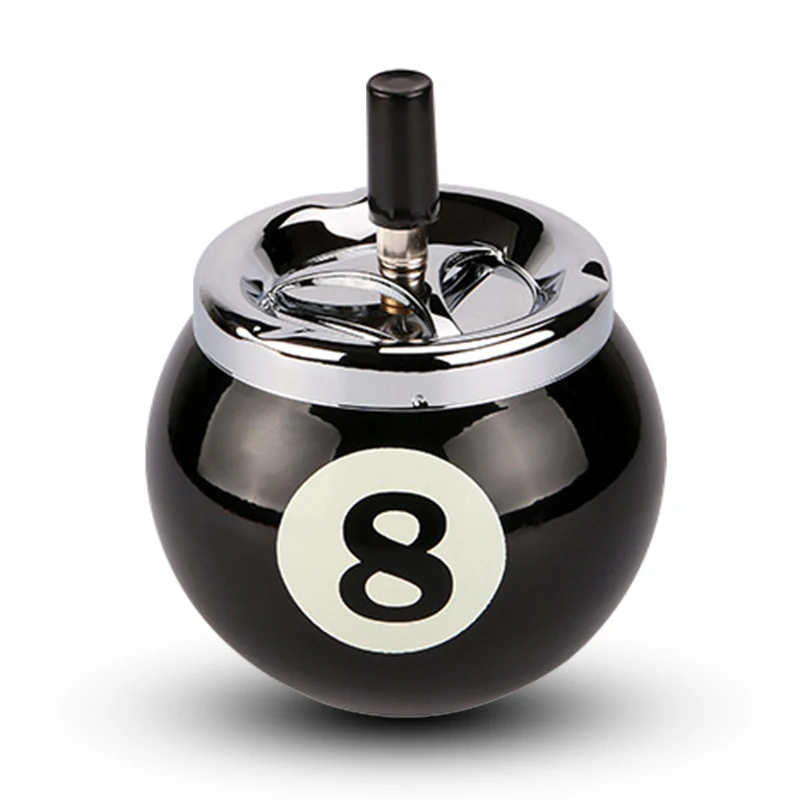 

Billiard Ball Push Button Metal Billiard Ball Cigarette Ashtray A Cool Practical Device for Your House 1pc
