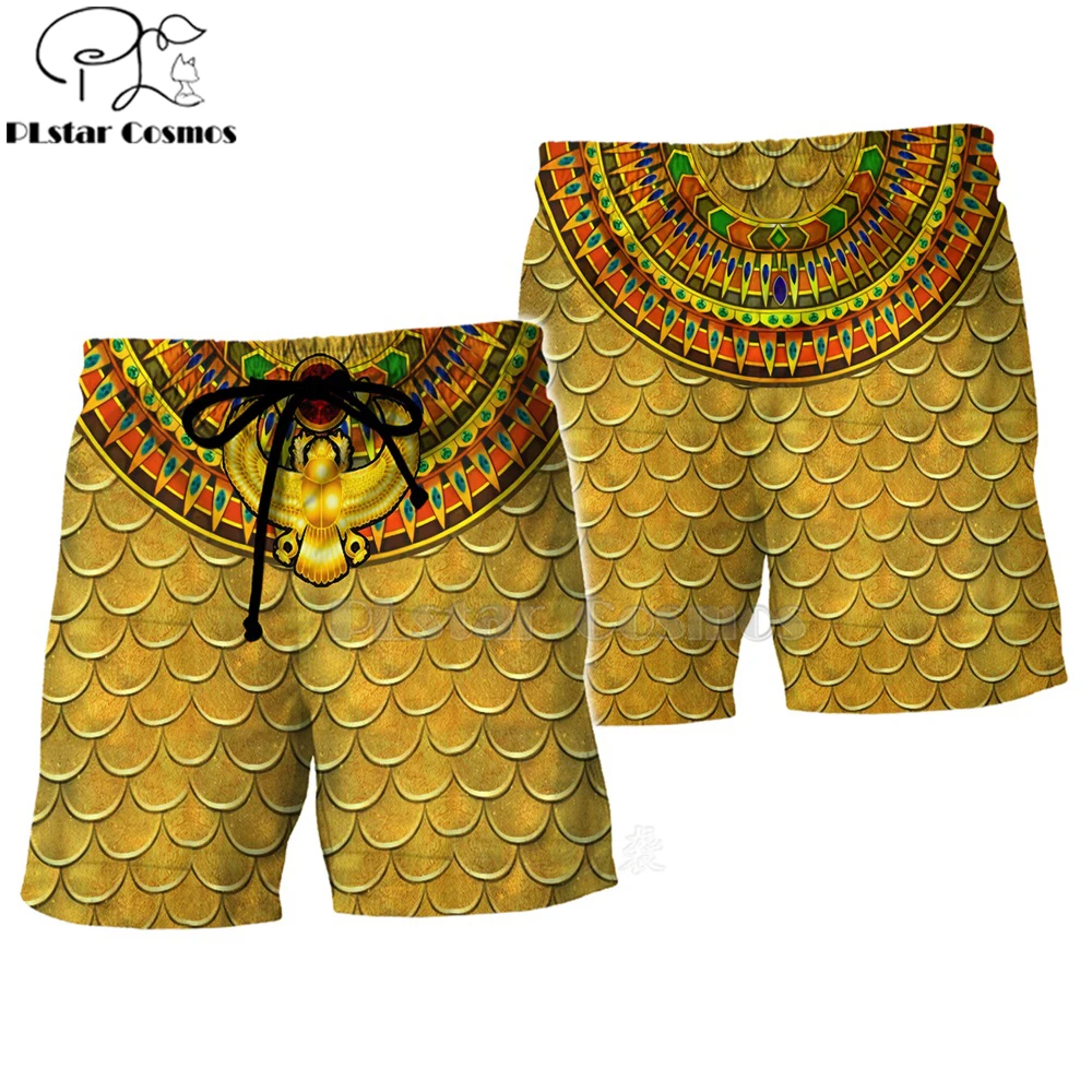 

Newest Mysterious retro ancient Horus Egypt totem Men's Summer Casual Shorts Harajuku 3D Print Loose Beach Casual Pharaoh-1