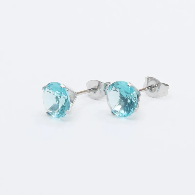 

Lake Blue Glass Stud Earrings From 3mm to 8mm 316L Stainless Steel Real-Golden Plated No Easy Fade Allergy Free