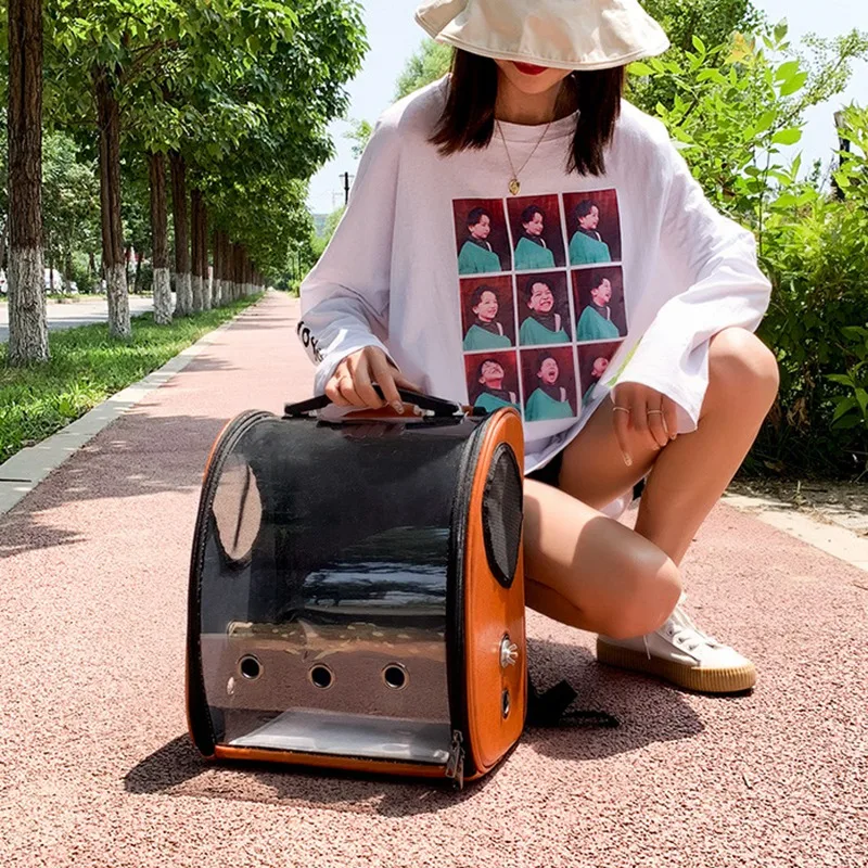 

Bird Carrier with Perch Parrot Travel Lightweight Bird Cage Backpack Space Capsule Bubble Bags