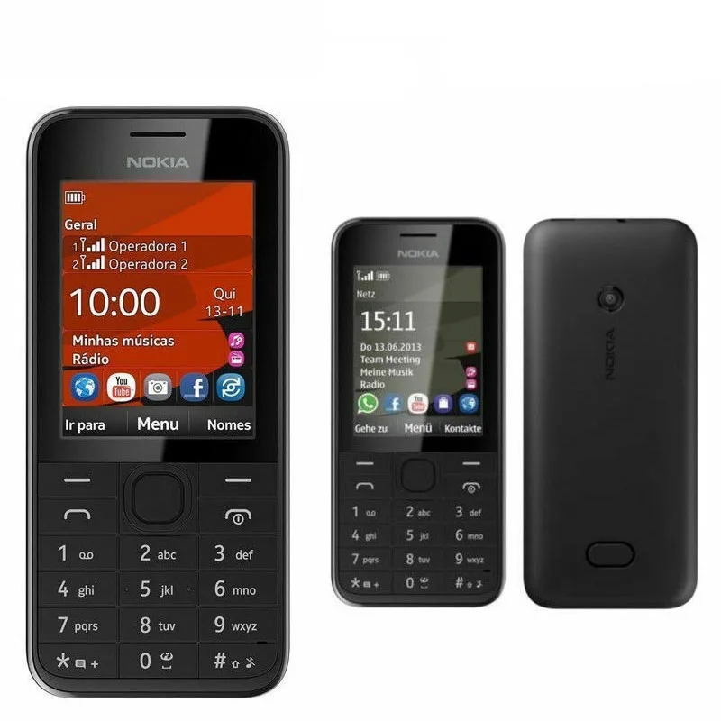 used nokia 208 dual sim version phone no hebrew gsm unlocked mobile phone free global shipping