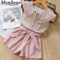menoea kids suits 2021 children clothes doll korean baby girl floral shirts and short pants 2 pcs girl suits