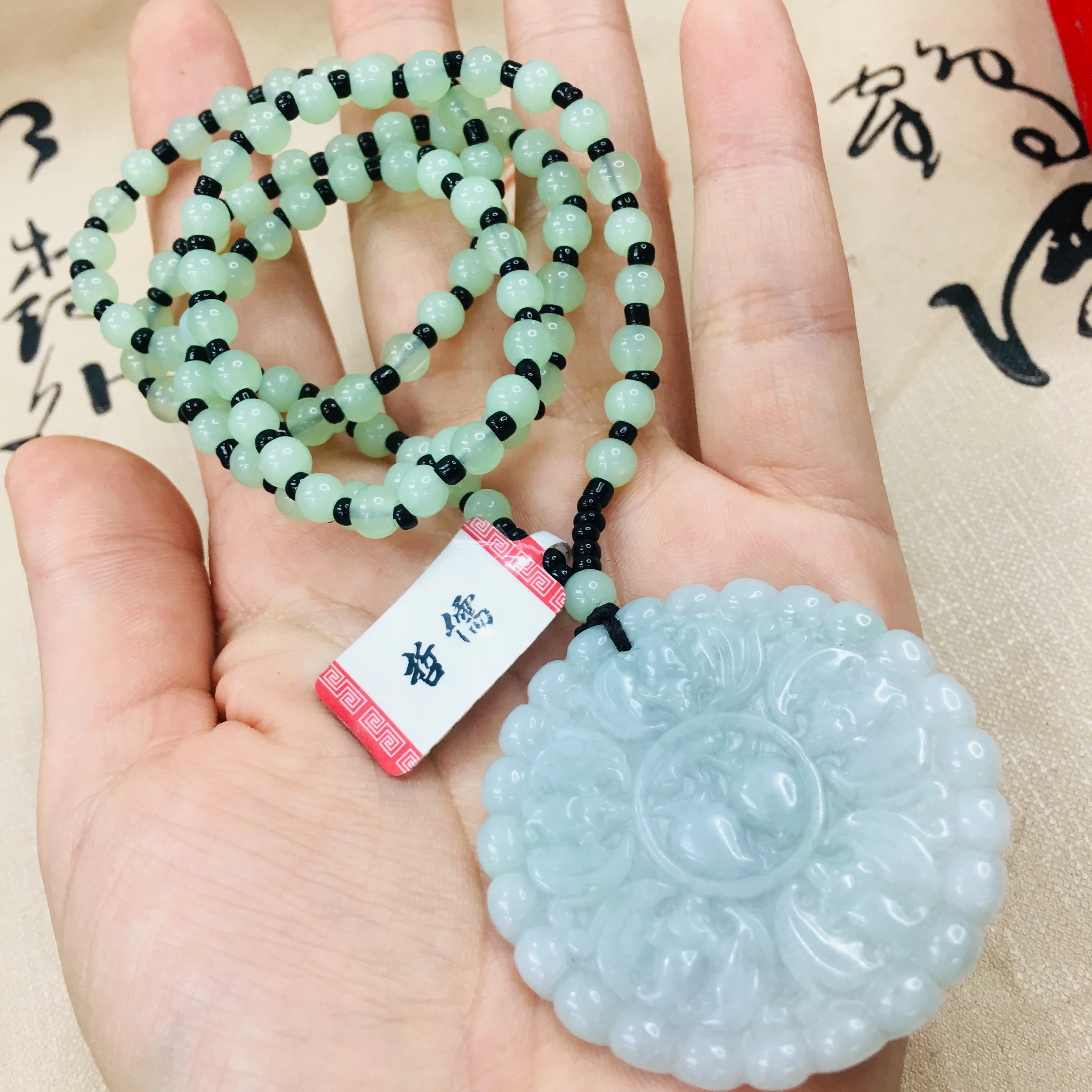 Zheru из печати чистый натуральный жадеит резной светильник зеленый круглый пять