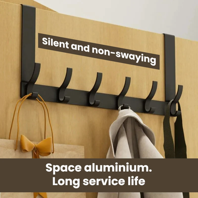 

Door Hooks Kitchen Cabinet Clothes Hanger White Black High Quality Towel Rack Hanging Space Aluminium Wall Hanging