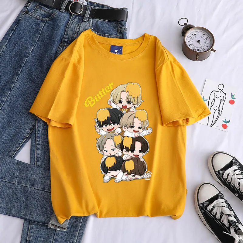 

Y2k Топы для женщин 2021 Лето корейский Bangtan Boys новый альбом масло с коротким рукавом хлопковый топ свободного покроя