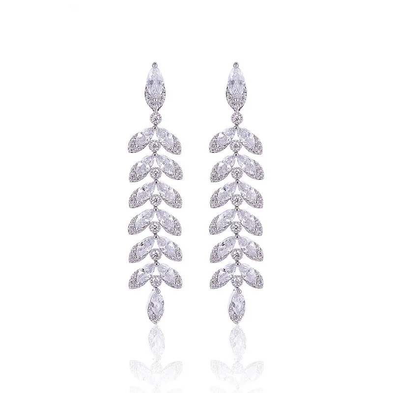 Роскошный цветок с кубическим цирконием AAA великолепные свадебные серьги