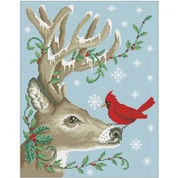 winter reindeer bird patterns counted cross stitch 11ct 14ct 18ct diy cross stitch kits embroidery needlework sets home decor
