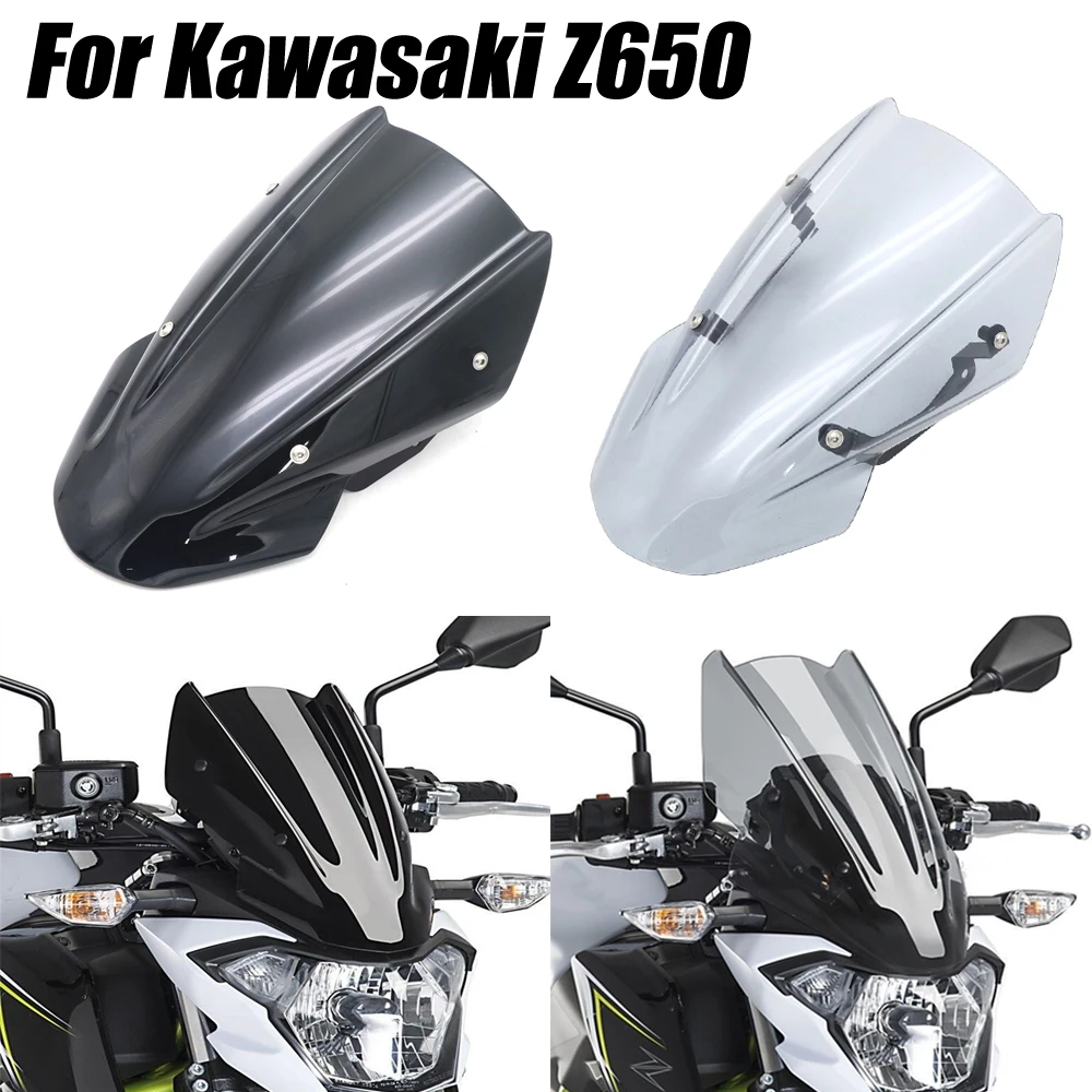

Ветрозащитный экран для Kawasaki Z650 Z-650 2017 2018 2019 с двойным пузырьком, экран на лобовое стекло, козырек из парабриса с кронштейном для мотоцикла