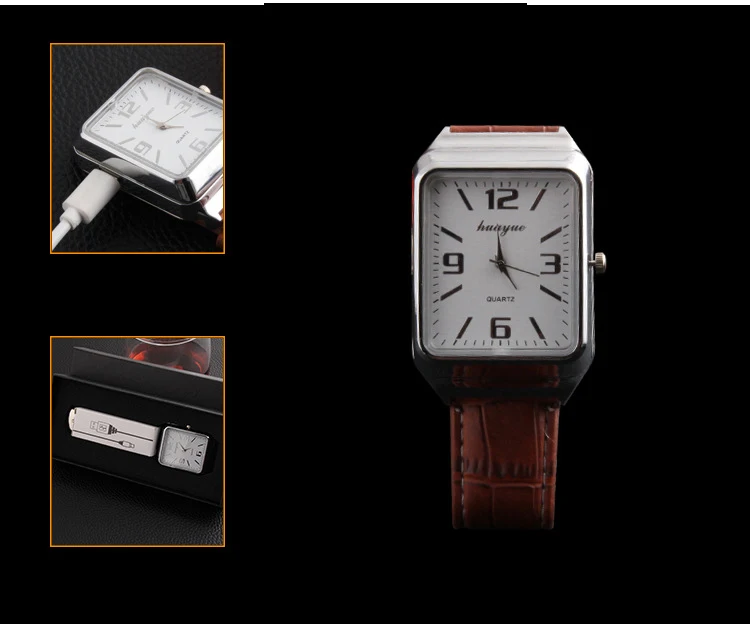 Модные мужские часы с USB зарядкой кварцевые наручные ветрозащитной Беспламенной