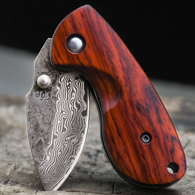 

Damascus Pattern Folding Knife Outdoor Pocket EDC Knife Jungle Hunting Camping Survival Knife Vegetable Cutter Multi Tool