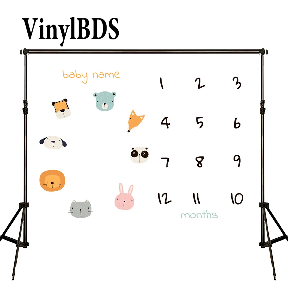 Винилбдс детская веха Одеяло Ткань фоны для фотосъемки ежемесячные Мультяшные