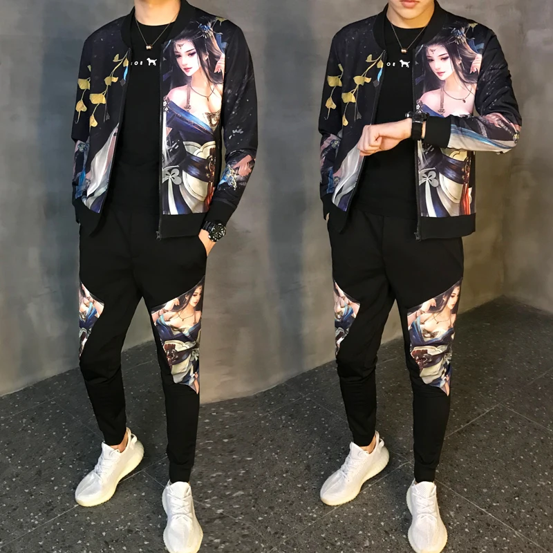 Костюм спортивный мужской из 2 предметов кофта и штаны Азиатский Размер осень