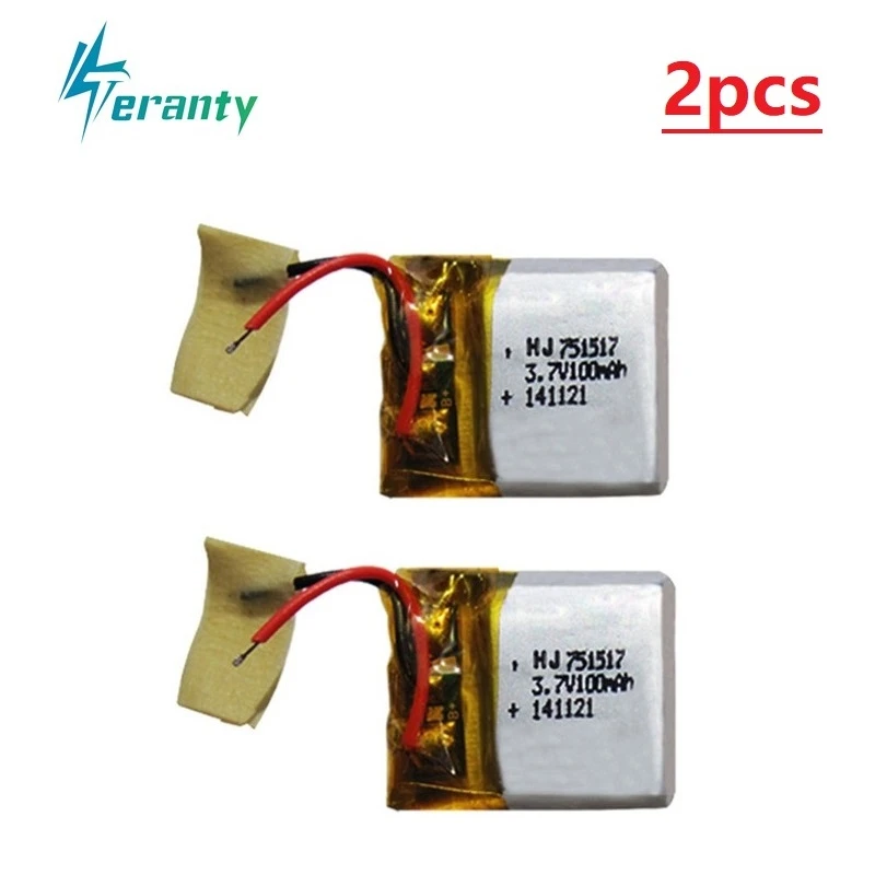 2 шт./лот 3 7 в 100 мАч 751517 Li po Батарея для Cx10 CX 10 12 JJ810 820 828 V646 4g Квадрокоптер с