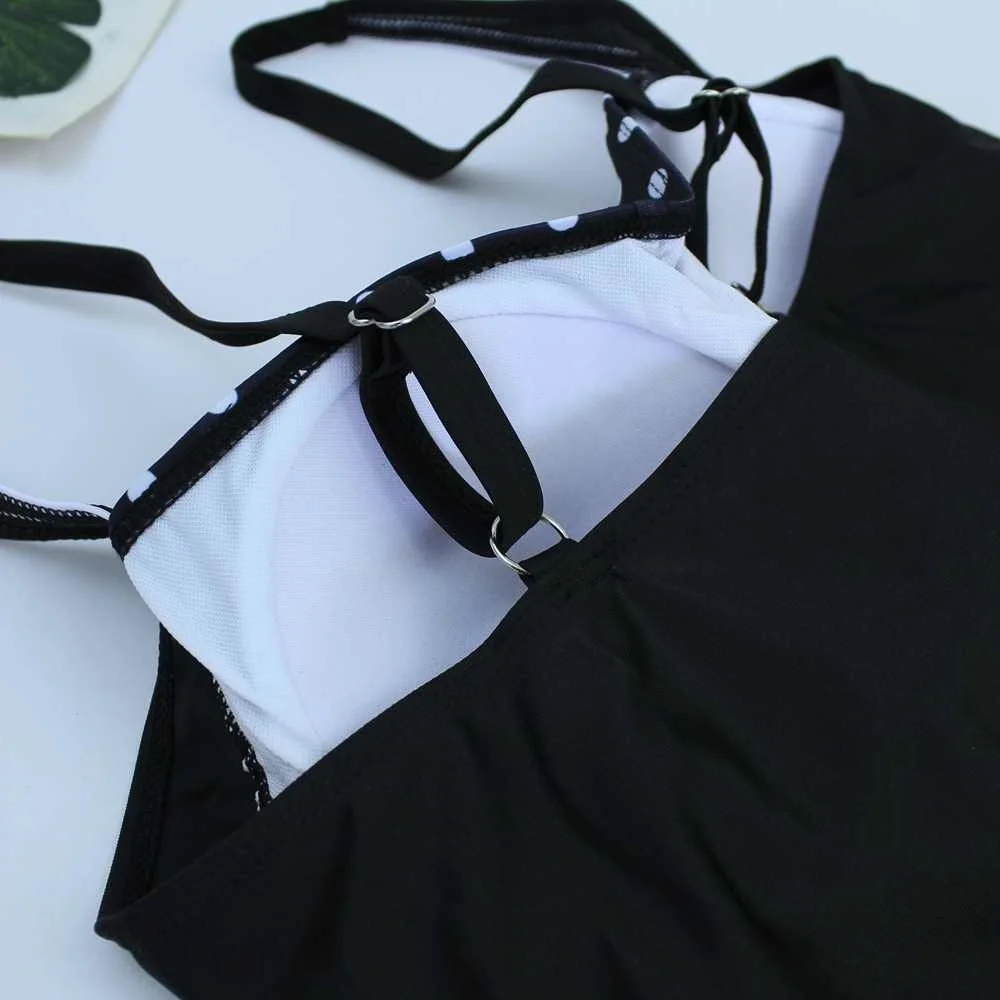 

Swimsuit Women Print Sexy Black Dots Bodysuit Swimwear Push Up Monokini Shorts Bathing Suit Beachwear Swimming Suit