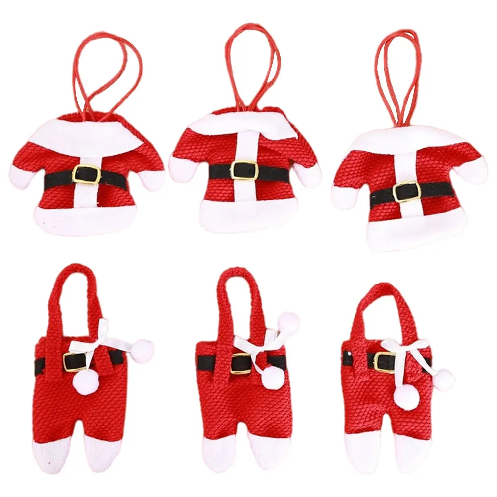 

6PCS Christmas tableware rack bag cutlery bag set small clothes pants silverware table decoration party home decoration