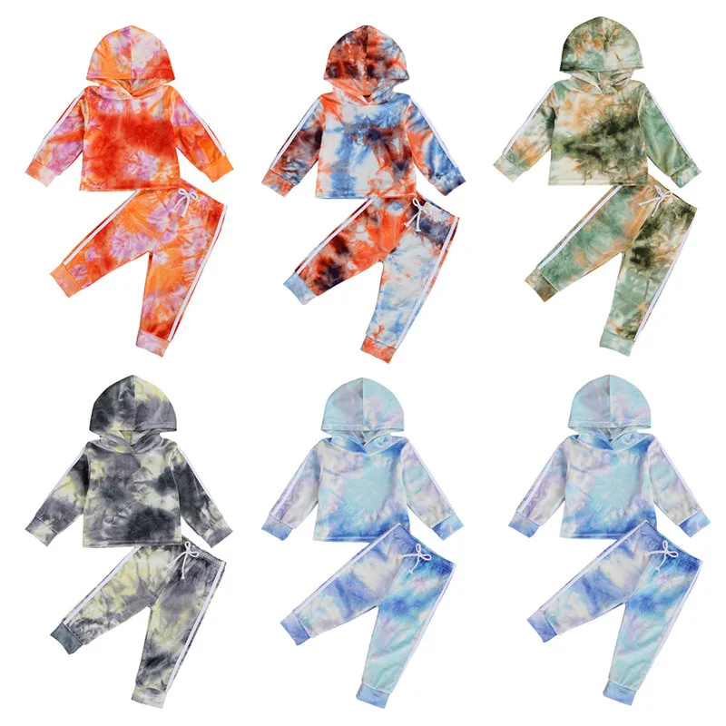 

2Pcs Autumn Baby Girl Tie-dye Clothes Set 0-3Y Newborn Infant Outfit Hoodie Pullover Pants Newborn Baby Boy Tie-Dye Clothing Set