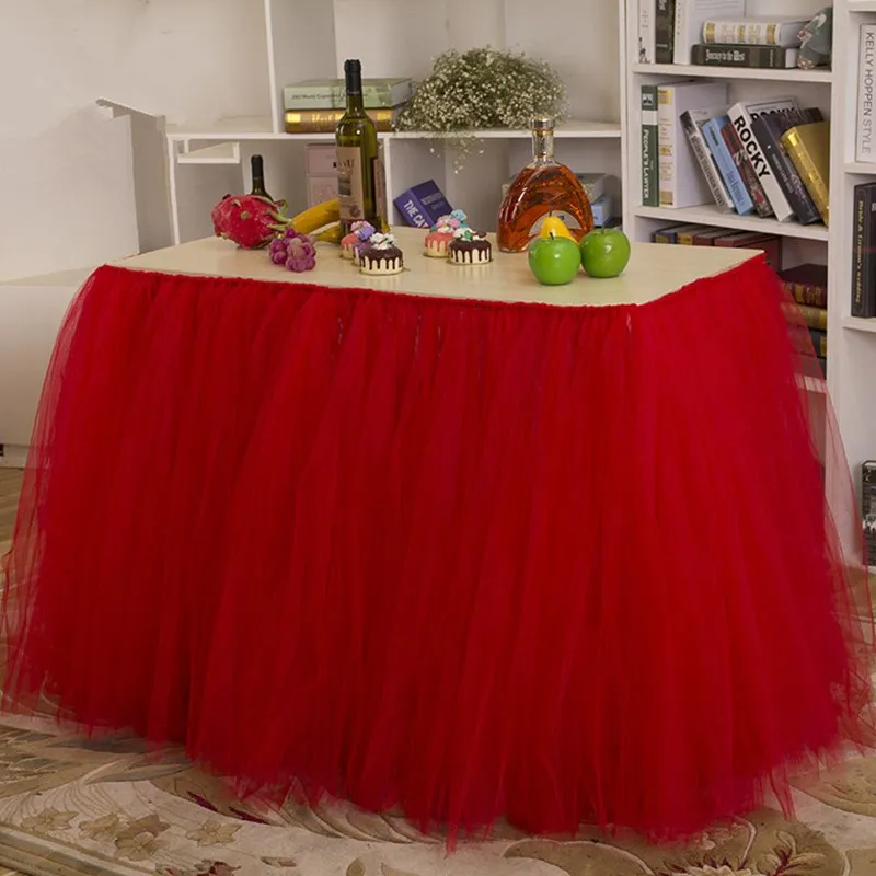 1pcs Pink DIY Tablecloth Yarn Tulle Table Skirt Wedding Party For Decoration Baby Shower Favors Home Textile New | Дом и сад