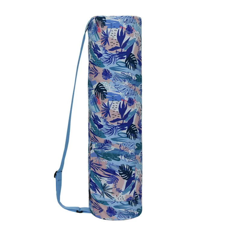 Waterproof Fashion Printed Canvas Cylinder Fitness Yoga Bag Shoulder Yoga Mat Storage Bag