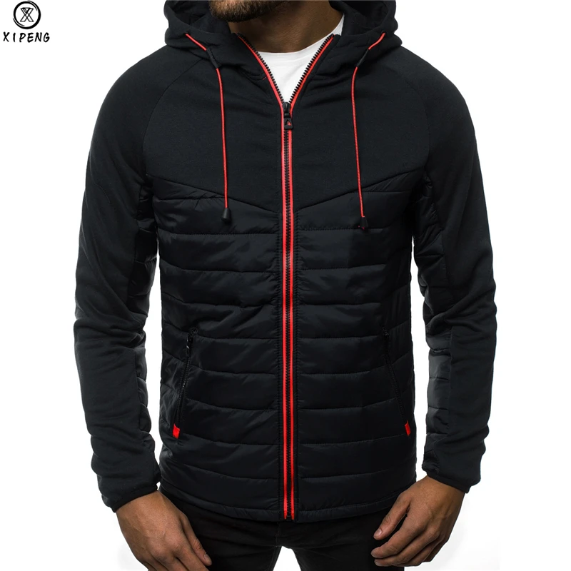 

New Casual Hoody Spliced Jacket Men Hoodies Sweatshirts Fashion Zipper Jacket Coat Hooded Cardigan Plus Size 3XL Fleece Clothes