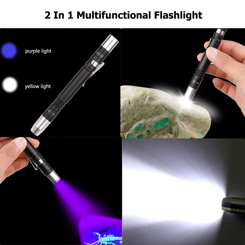 1/3/5 professional detection LED Penlight Flashlight 2in1 One White Light UV Pen | Лампы и освещение
