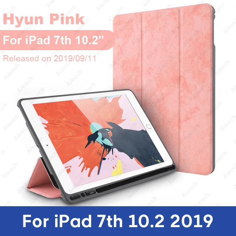 For iPad 10.2 Pink 2 Чехол для iPad 9,7 10,2 чехол с держателем карандаша умный кожаный тканевый силиконовый чехол для iPad Pro 9,7 Air 1 2 - Цвет: For iPad 10.2 Pink 2