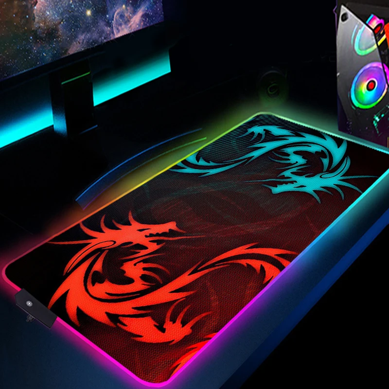 

MSI Logo Gamer Keyboard Mouse Pad RGB Gaming Accessories Mousepad LED Glowing Desk Mat Anime Mats Xxl Computer Mausepad 900X400