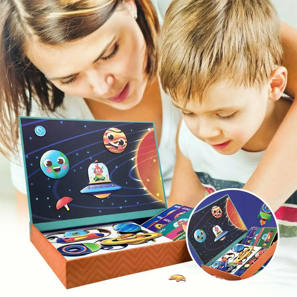 

Children's Intelligent Magnetic Book 3D Puzzles Jigsaw Learning Kids Game Training Educational Toys For Children Gift Brain W2Y2