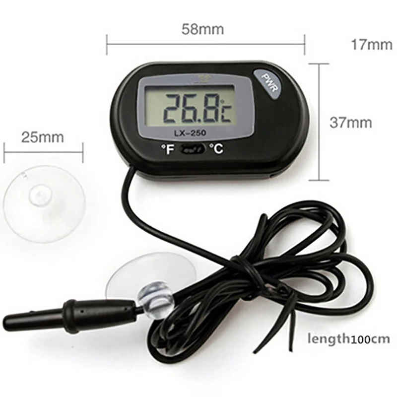 

Sucker Fish Tank Thermometer Electronic Thermometer Waterproof Diving Kennel
