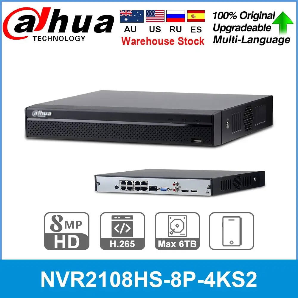 Сетевой видеорегистратор Dahua международной оригинальный NVR2108HS 8P 4KS2 8 CH POE 4K H.265