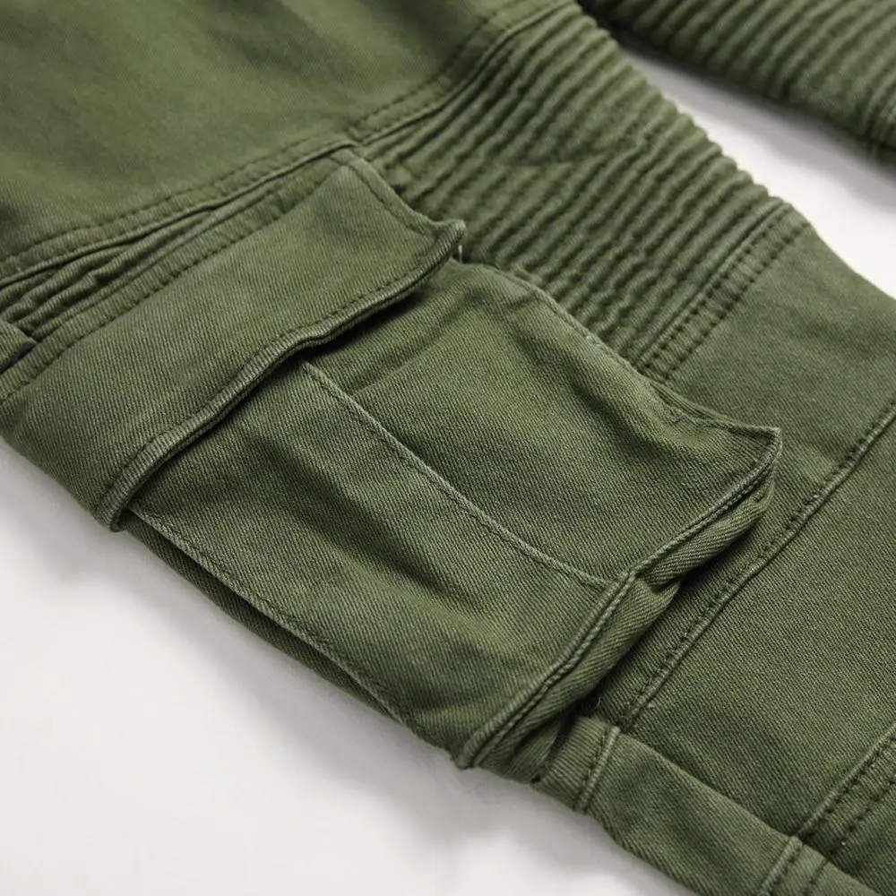 Мужские джинсы скинни дизайнерские Amry Green Slim Fit мото-байкерские мужские джинсовые