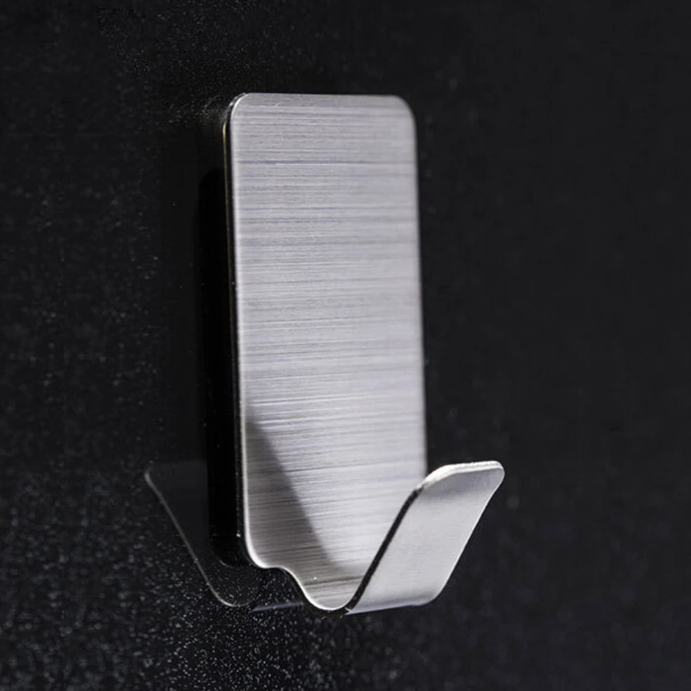 

6Pcs High Quality Stainless Steel Family Hanging Robe Hooks Hats Bag Key Adhesive Wall Hanger Bathroom Kitchen Accessories