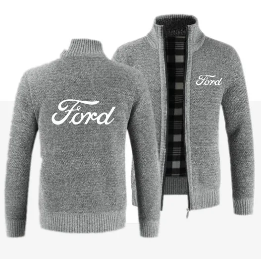 Лидер продаж осенне-зимняя мужская куртка с логотипом Ford приталенная на молнии