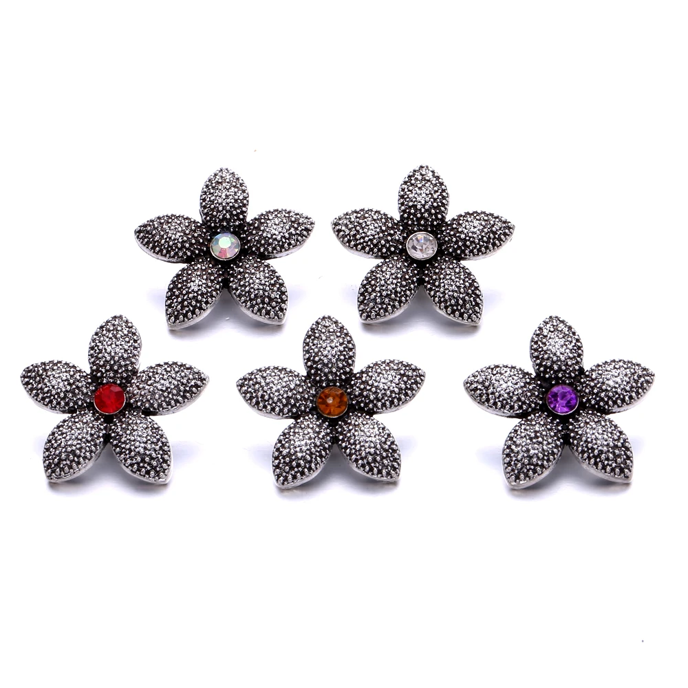 

BoLian 10pcs/Lot Noosa Snap Button 18mm Flower Snaps Button Fit DIY Bracelet Necklace for Women Men Jewelry Accessories