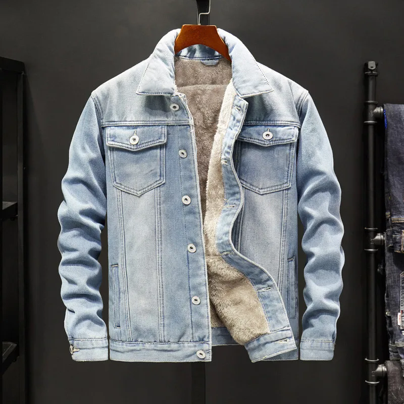 

Men's Winter Warm Jean Jackets And Coats Fleece Lined Thicken Thermal Denim Trucker Jacket Outerwear Plus Size M-5XL