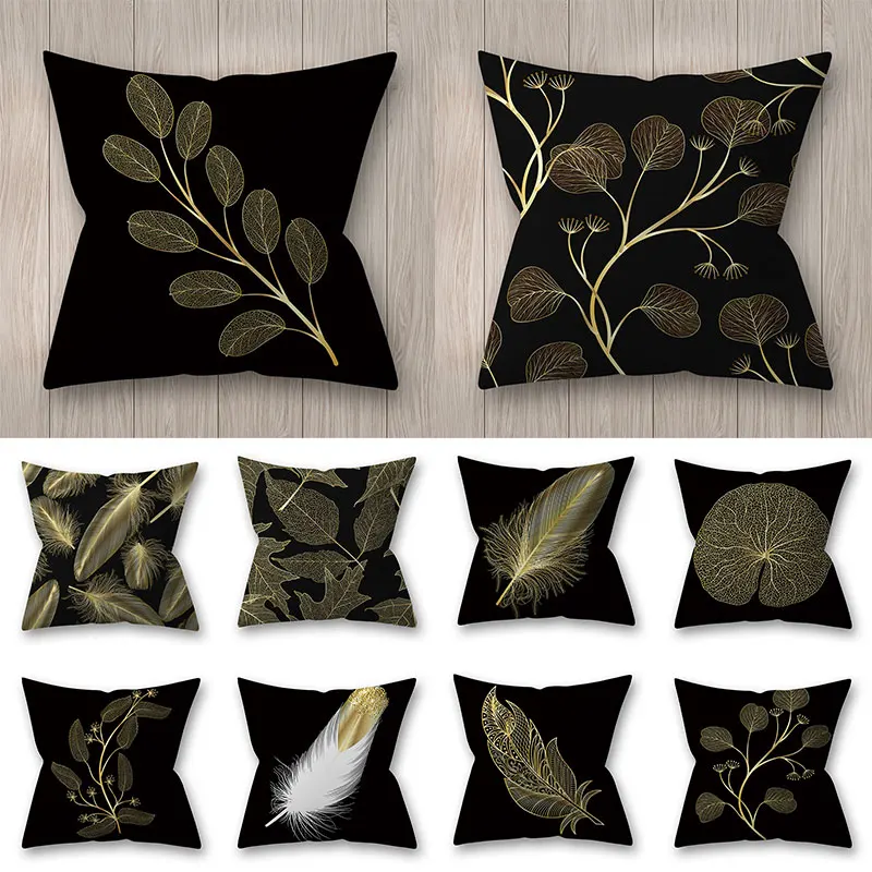 

INS Leaf Print Pillowslip Waist Throw Cushion Cover Pillow Case Square Throw Pillows Covers Home Supplies Car Decor Nordic