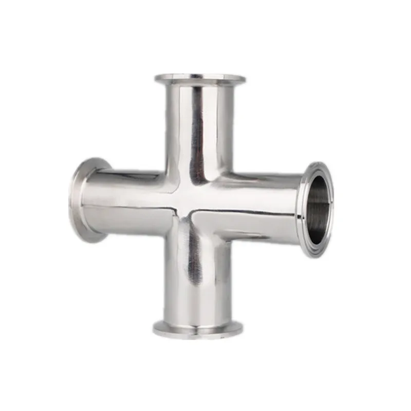 1.5'' 19mm 25mm 32mm 38mm 45mm 51mm 57mm 63mm 76mm 89mm 102mm  Sanitary 304 Stainless Steel Tri Clamp Cross 4 Way Pipe Fitting