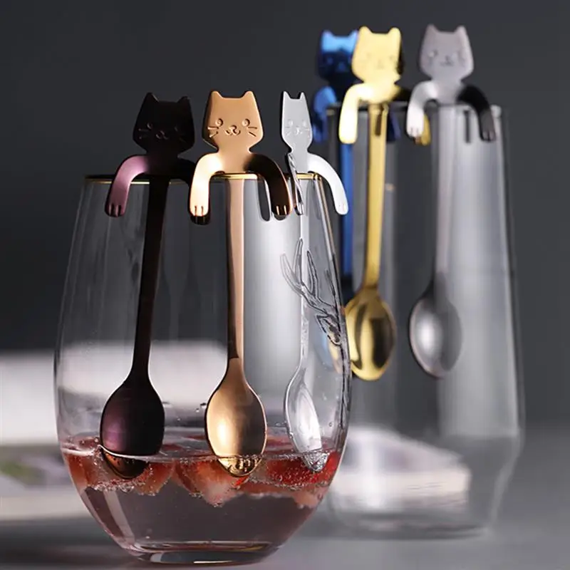1 шт. подвесная кошка кофе нержавеющая сталь для ложек чайные ложки помешивания