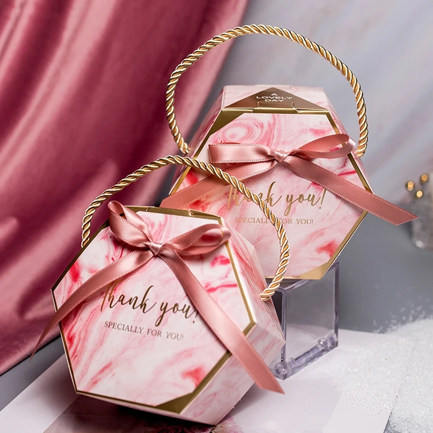 

Creative Music Box New Pink Grey INS Wind Marble Wedding Candy Box Hand Carrying Box Party packaging/Wedding Favours candy Boxes