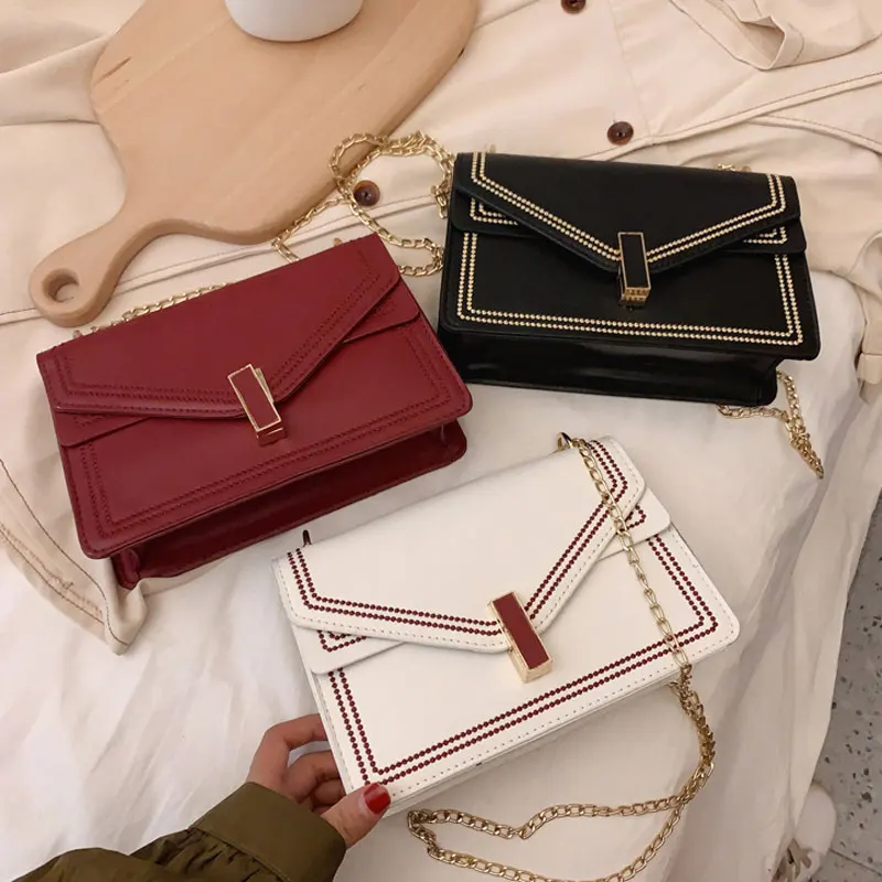 

Winter Chain Strap Handbag for Women Fashion Female Messenger Bags Pu Leather Lady Shoulder Bag Large Capacity Square Bag