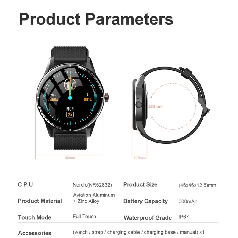 

In Stock Global Version H6 Smart Watch GT 2 Pro Lite SmartWatch 15day 300Mah Battery Life TI AFE4900 GT2 Pro Lite IP67Waterproof