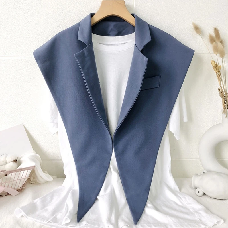

Women Triangle Scarf Shawl Office Lady Lapel Solid Color Fake Collar Necklace