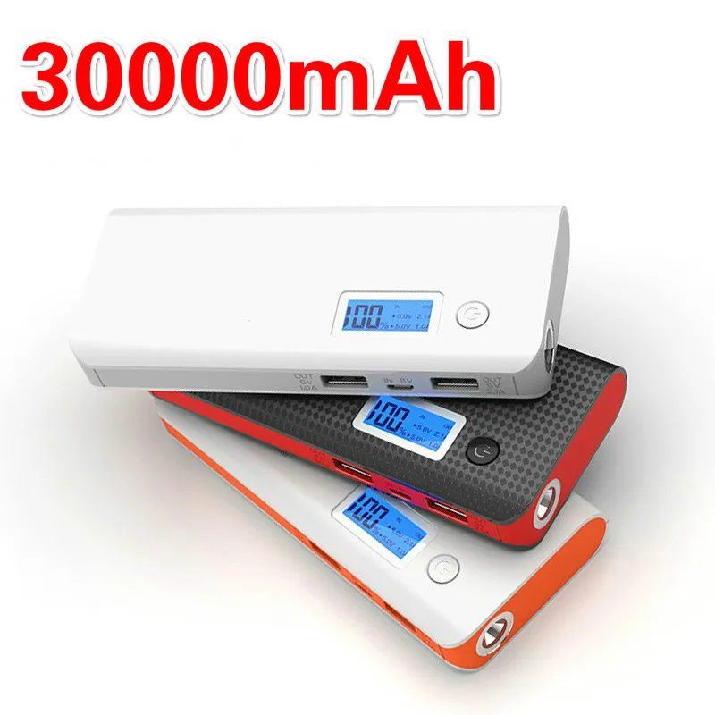 30000mAh внешний аккумулятор Двойной USB большой емкости внешняя батарея повербанк