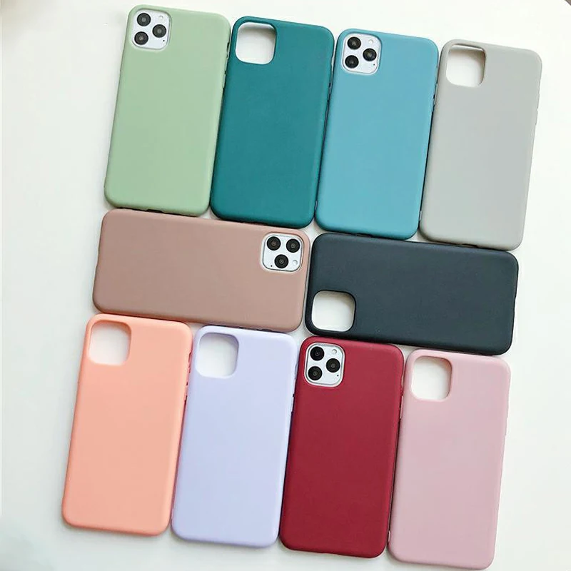 

Phone Case For iPhone 11 Lovely Simple Solid Color tpu Soft Silicone For iPhone 6 6s 7 8 Plus X XR XS 11 Pro Max Case