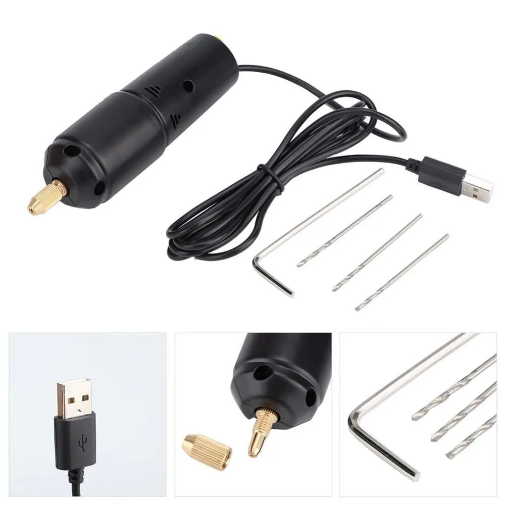 5 в 18 Вт Электрическая дрель с usb-кабелем, портативная мини маленькая ручная микро USB дрель с 3 шт. битами DC 5 В, набор мини-ручных сверл