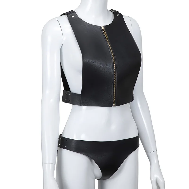 Секс жилет без рукавов искусственная кожа BDSM панк связывания партнера