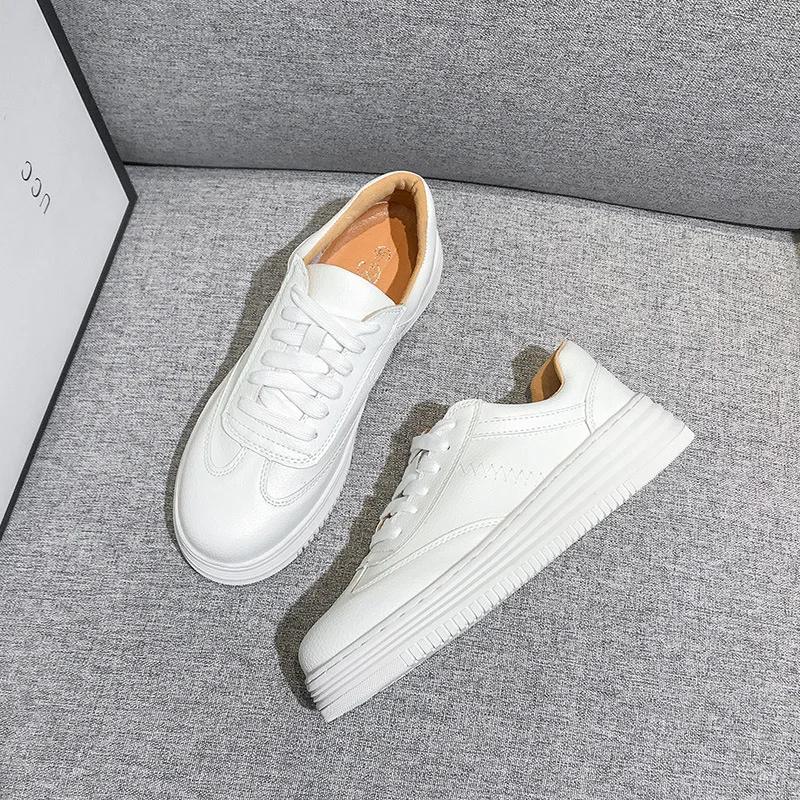 

Women's Vulcanize Shoes Fashion White Platform Sneakers Women Lace Up flat Casual Shoes ladies Plus Size shoes