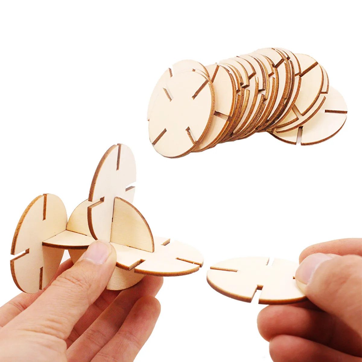 

50pcs 40mm Unfinished Wooden Puzzles Blank Puzzle Pieces DIY Jigsaw Puzzles Plain Puzzle Pieces for Crafts, Arts, Card Making