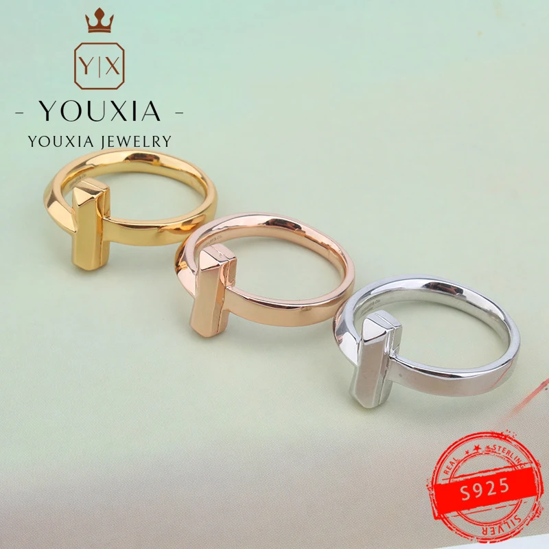 

1:1 925 Sterling Silver Custom Fashion T-shaped Exquisite Ring
