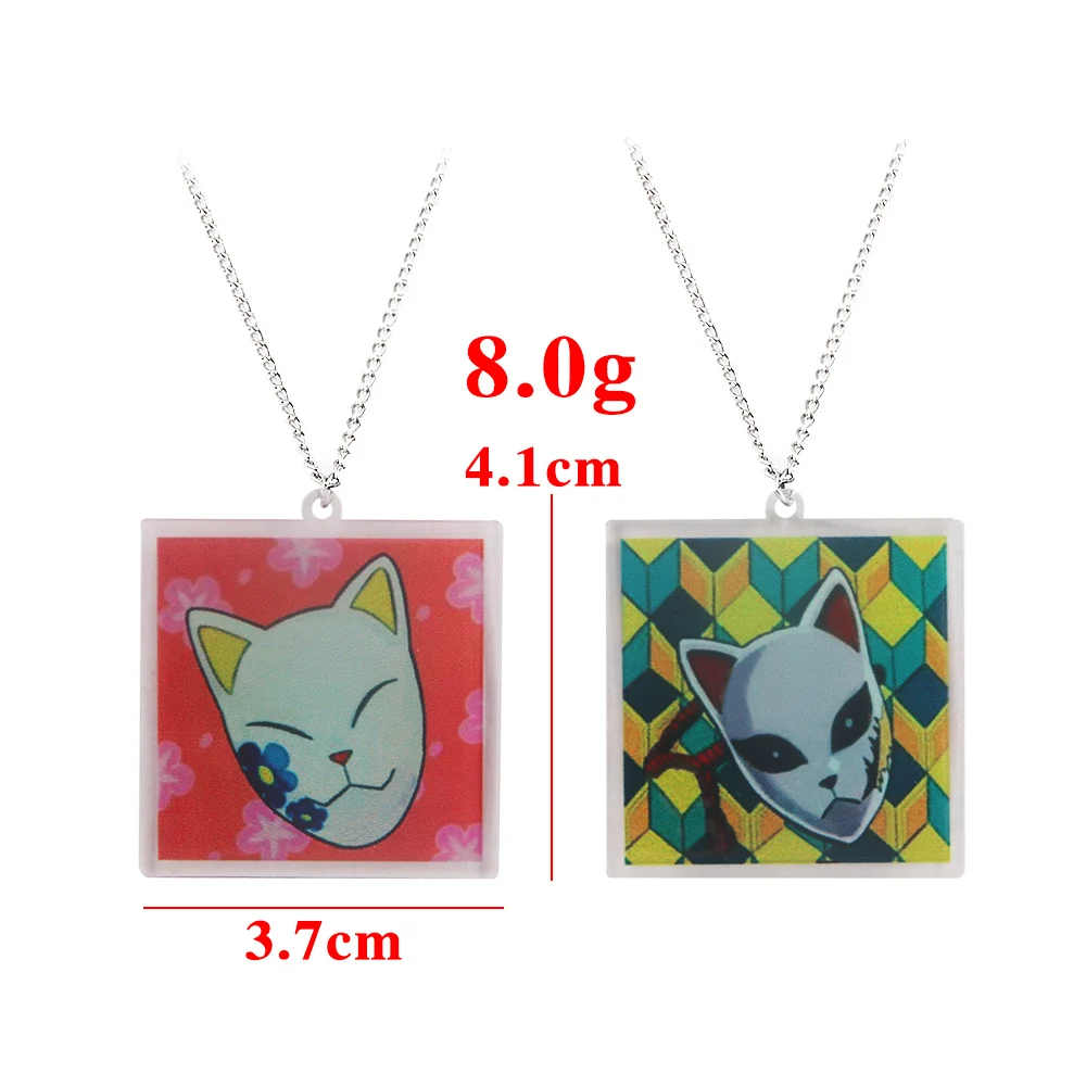 

Japanese Anime Demon Slayer Necklaces Nidouzi Tomioka Yiyong Fox Mask Acrylic Men's Car Ladies Bag Cosplay Jewelry