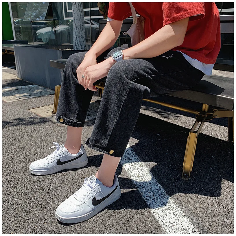 

2019 New Summer Autumn Men Fashion Vintage Casual Denim Pants Man Streetwear Hip Hop Loose Cuffs Straight Jeans